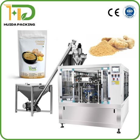 Dried Ginger Powder 100g 200g Rotary Premade Pouch Packaging Machine