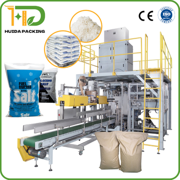 De-Icing Salt 25Kg Open Mouth Bagging Machine Granular Salt Fully Automatic Packaging Equipment and Robotic Palletizing Line