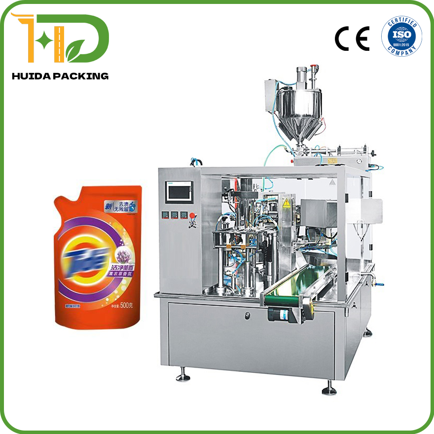 Automatic Liquid Premade Bag Packaging Machine Rotary Pouch Milk Juice Liquid Packet Rotary Zipper Bag Pouch Packaging Machinery 