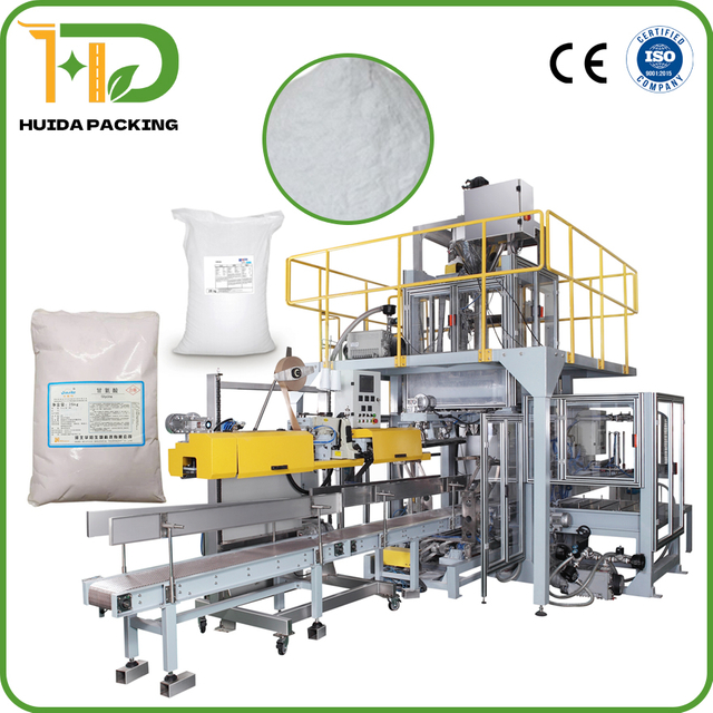 Amino Acid Open Mouth Heavy Bag Bagging Machine Glycine 25kg Fully Automatic Packaging Equipment and Robotic Palletizing Line