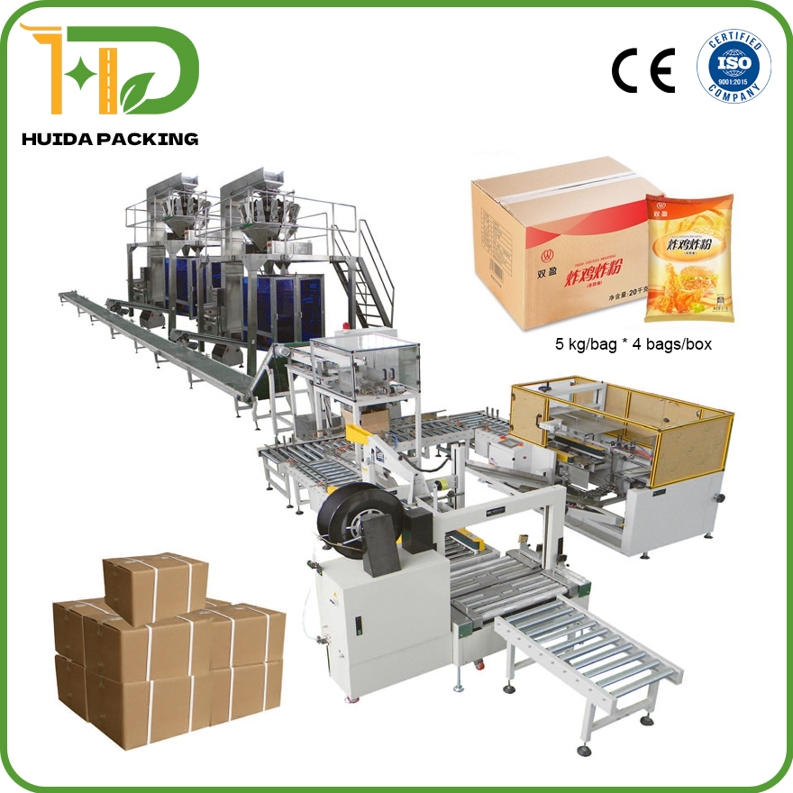 Automatic Powder Bagging, Case Packer and Robotic Palletizing Line
