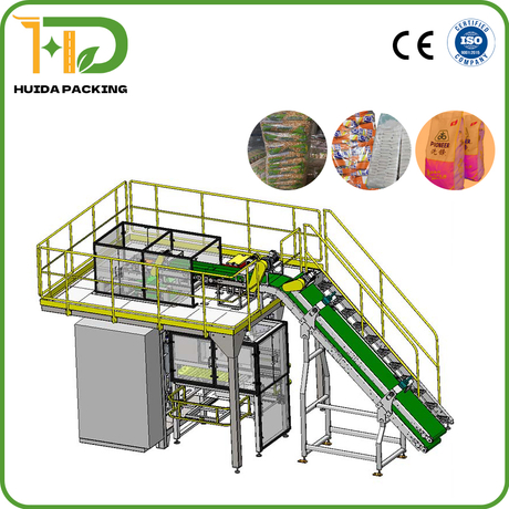 Huida Automatic Bag-in-PP Woven Bag Secondary Baler Bagging Machine for Small Pouch Product Into Big Bag