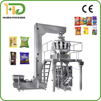 Huida OEM ODM Full Automatic Cooked Rice Feed Gummy Candy Snacks Dumpling Nitrogen Grain Potato Chips VFFS Packing Machine