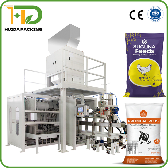 Pellet Granule Packaging Auto Weighing, Sewing & Moisture-Proof Bagging System with PLC Control Industrial Pellet Packer for Farms, Feed Mills, Pet Food Production