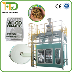 40 Lbs Wood Fuel Pellets Bulk Bag FFS Automated Bagging Systems Dry Wood Products Tubular Film Bag Packing Machine Bagged Fuel Pellets Form Fill and Seal Baggers