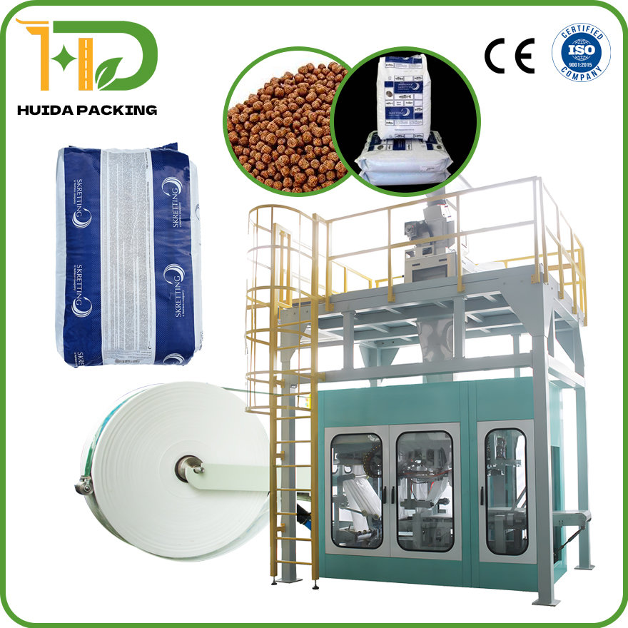 Skretting Floating Fish Feed Tubular Form Fill And Seal Bagging Machine Pe Tube Film Packing Machine 25 Kg Vertical Form Fill Seal Bagger Automatic Ffs Packaging Machine