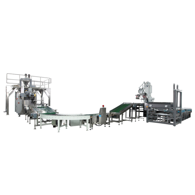 Complete Fully Automatic Packaging And Palletizing Line Solutions Multi-Function Bagging And Palletizing Lines Equipment
