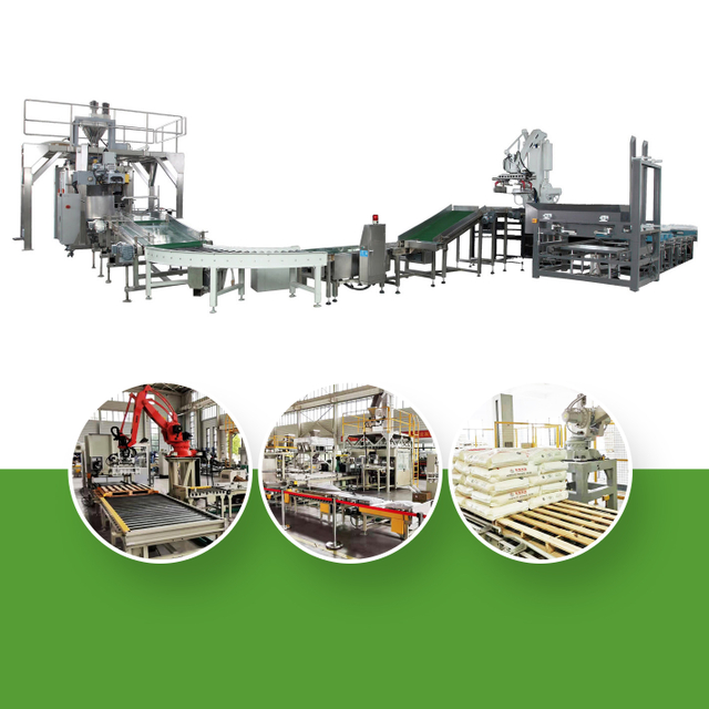 Packaging and Palletizing Line for 25-50kg Flour Open Woven Bags Bagging and Palletising Automation Equipment