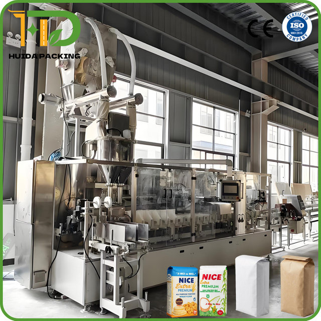 Automatic 1-5kg Flour Packing Machine Manufacturer for Kraft Paper Bag with Single Double Auger Filler Wheat Corn Flour Brick Bag Packaging Line OEM ODM Factory Supplier