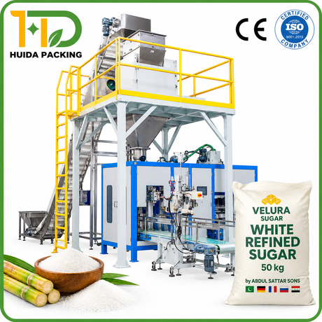 Automatic 50kg Sugar Packing Machine for Raw Sugar and White Refined Sugar in PP Woven Bags